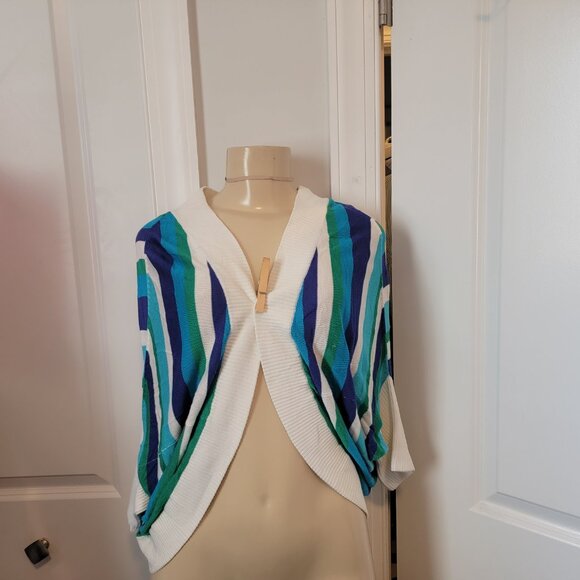 Cache Women’s Multicolor knit Striped Open Front Cardigan Shrug - Picture 8 of 8